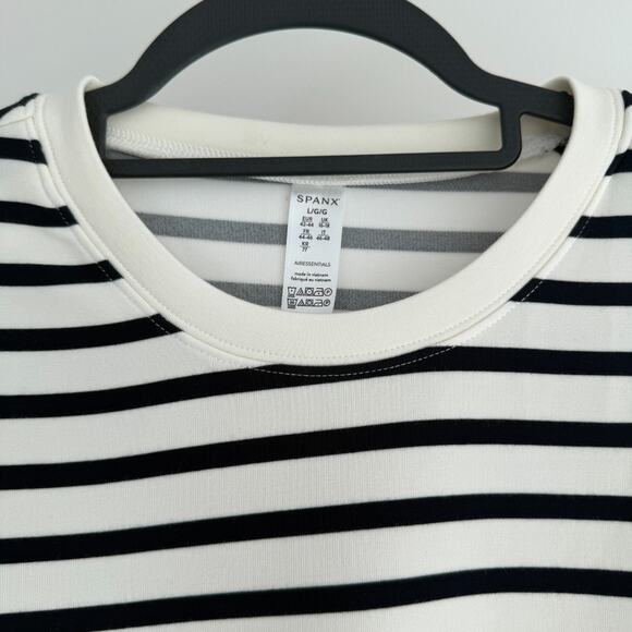 SPANX Air Essentials Tank Dress Large Cream Black Stripe Sleeveless Minimalist - Picture 6 of 12